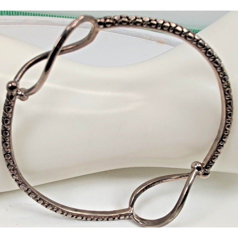 Michael Dawkins 925 Sterling Granulated Teardrop Hook Bangle Bracelet 6.5" - Picture 2 of 12